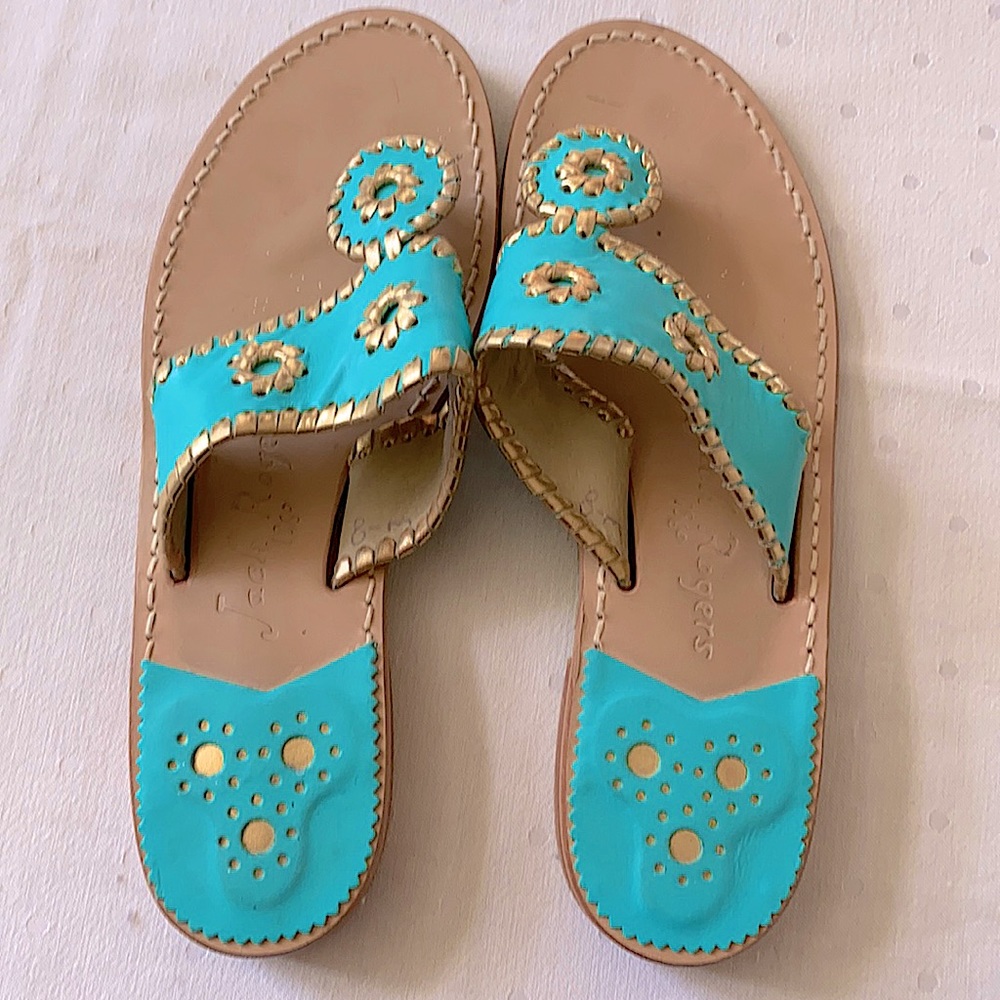 Teal and Gold Jack Rogers size 8